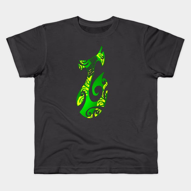 MATAU - green (Fish hook) Kids T-Shirt by Nesian TAHITI